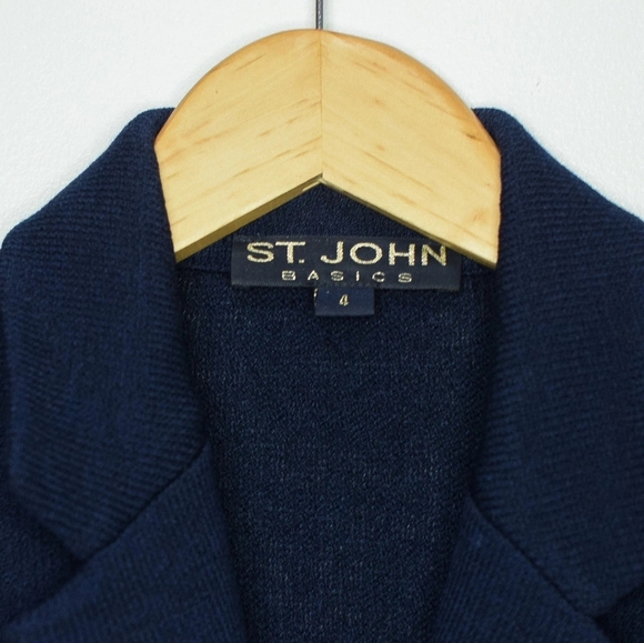 Vintage St. John Santana Knit Blazer Navy Blue Sz 4 - Picture 8 of 11